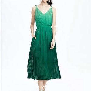 Banana Republic Pleated Green Ombré Dress NWT